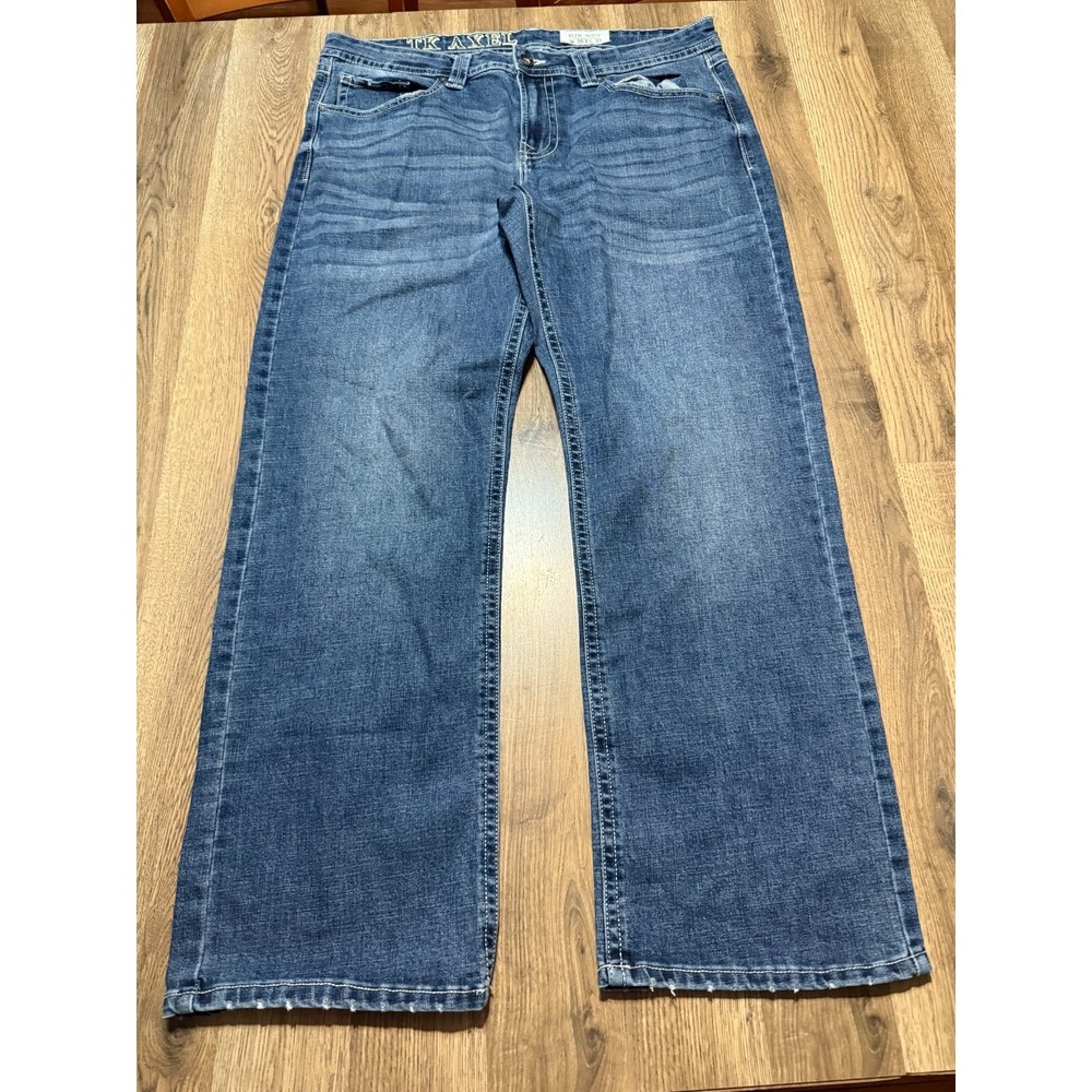 TK Axel Jeans, Men's Size 36x32, Blue, Denim, Mid Rise, Slim Boot Jeans